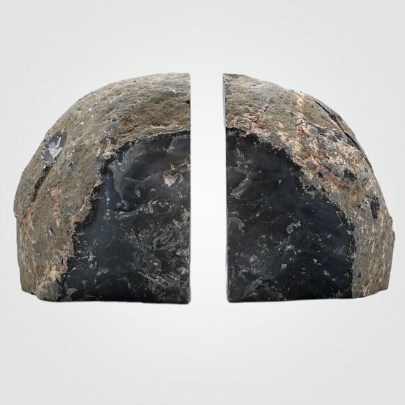 Agate Crystal Bookends w/ Geode Center, Natural Stone, Bookshelf, 6+ lbs. (FA) - Picture 7 of 16